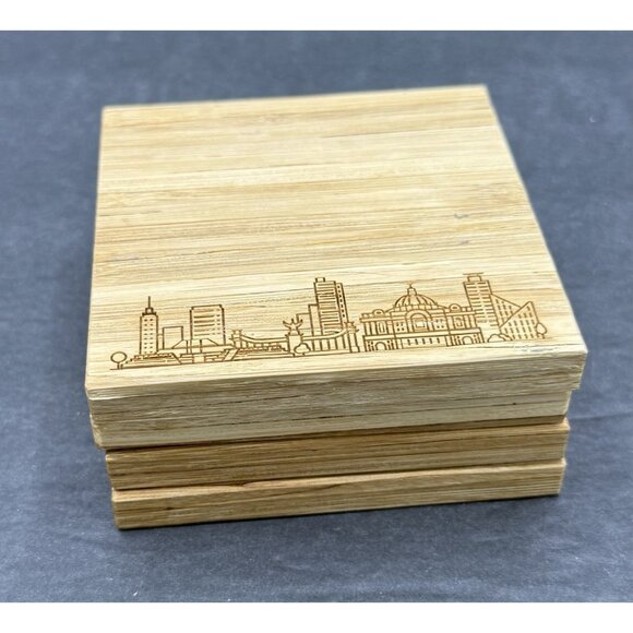 Recycled Chopsticks Coasters By ChopValue - L.A. & Mexico City Skylines Set of 4 - Picture 5 of 8